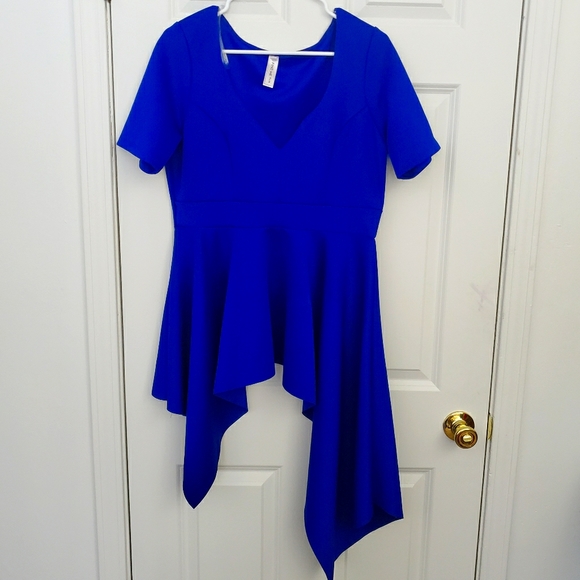 Cobalt Blue Plus Size Peplum Top - Picture 3 of 3